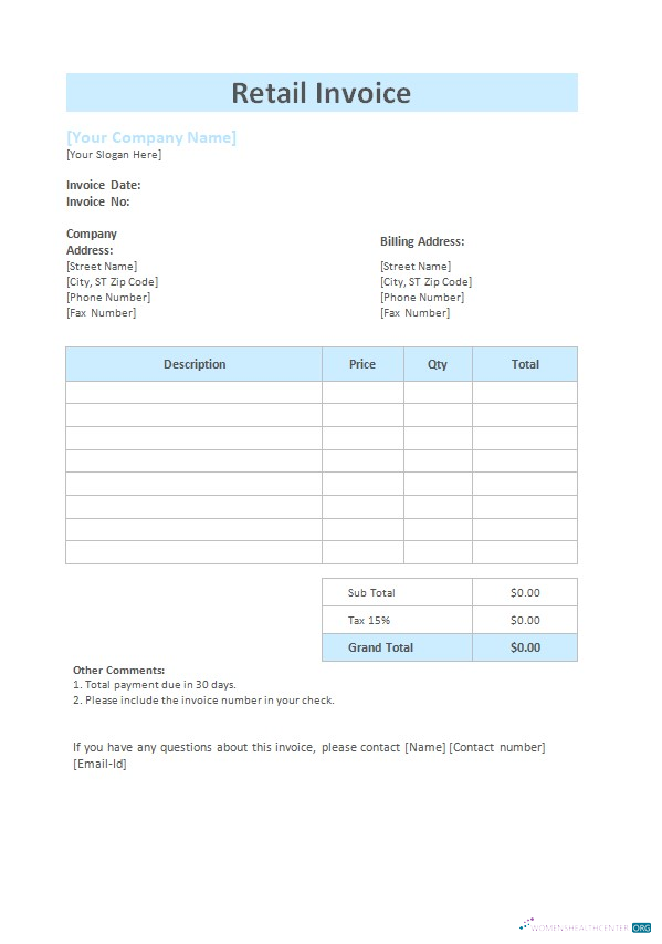 Download Retail Invoice Template Photoshop template